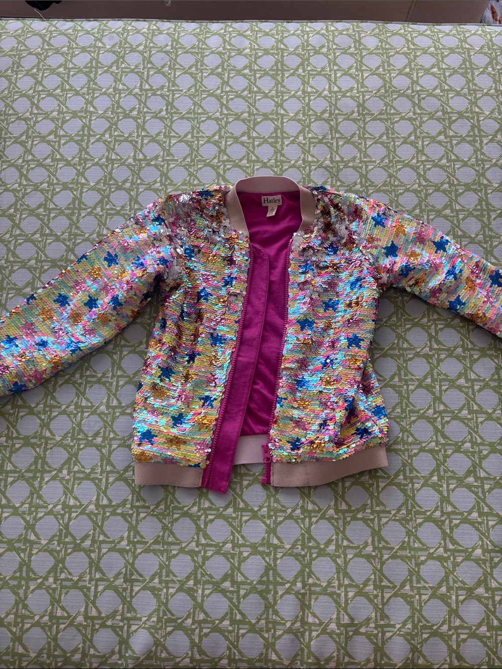 Swiftie Hatley Iridescent Sequin Jacket with Pink Trim swift jacket sparkles